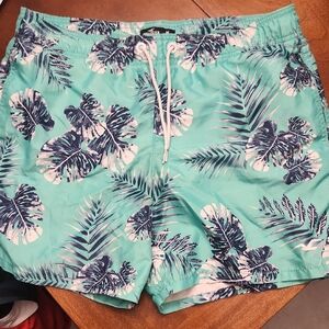 Hollister Tropical Leaf Print Swim Shorts